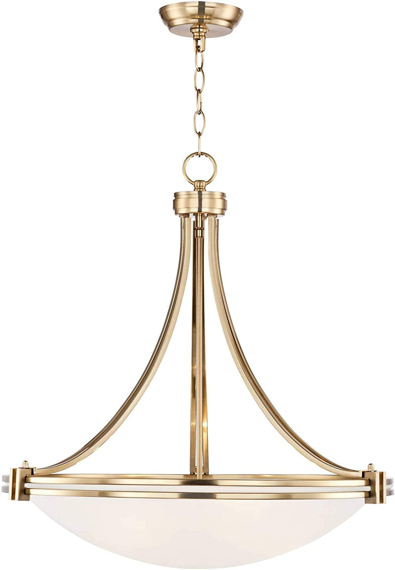 Deco Warm Brass Gold Bowl Small Pendant Chandelier Light Fixture 21 1/2" Wide Satin White Glass for Dining Room House Foyer Entryway Kitchen Bedroom Living Room High Ceilings - Possini Euro Design