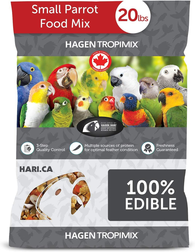 HARI Tropimix Bird Food, Hagen Small Parrot Food with Seeds, Fruit, Nuts, Vegetables, Grains, and Legumes, Enrichment Food, 20 Lb Bag
