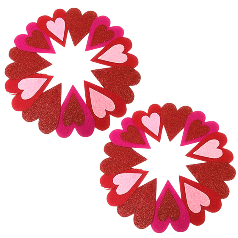 Happy Valentines Day Wall Plaques Door Hanger Home Decor Decoration Decorations Love Hearts Wreath Glitter Felt Set of 2