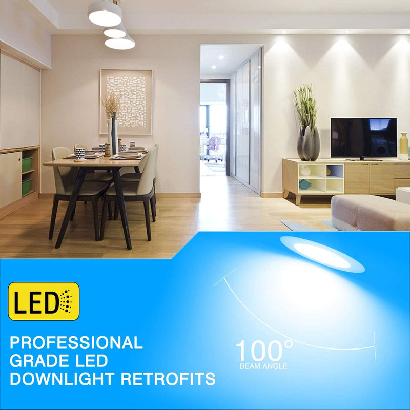 5/6 Inch LED Can Lights, 6 Pack LED Recessed Lights, Dimmable Retrofit LED Recessed Lighting Fixture, LED Downlight, 15W, 5000K Daylight White, Energy Star & ETL
