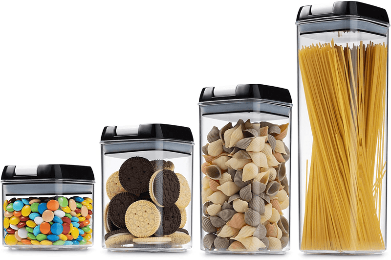 7 Pack Airtight Food Storage Container Set - Kitchen & Pantry Organization Containers - Labels & Chalk Marker - BPA Free Clear Plastic Kitchen and Pantry Organization Containers