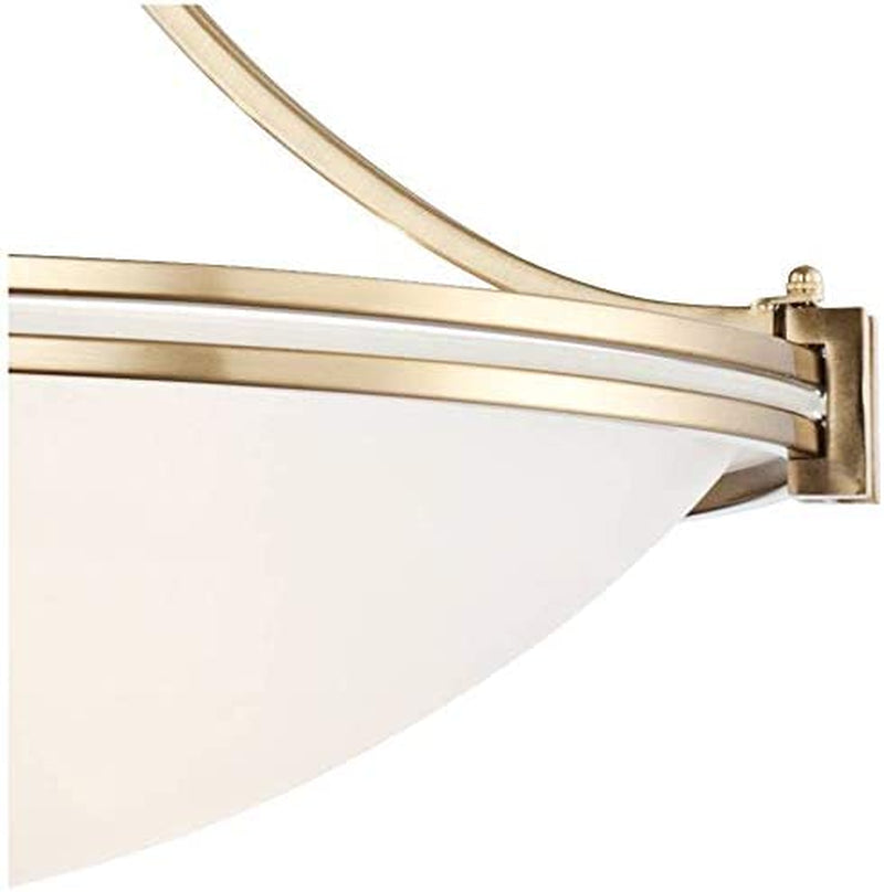 Deco Warm Brass Gold Bowl Small Pendant Chandelier Light Fixture 21 1/2" Wide Satin White Glass for Dining Room House Foyer Entryway Kitchen Bedroom Living Room High Ceilings - Possini Euro Design