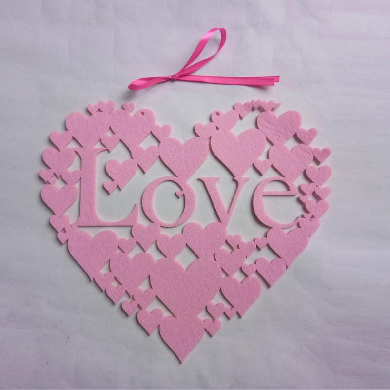 OUNONA Valentine'S Day Loving Heart Hanging Drop Creative Beautiful Nonwovens Hanging Decor for Woman Lady Female (Pink)