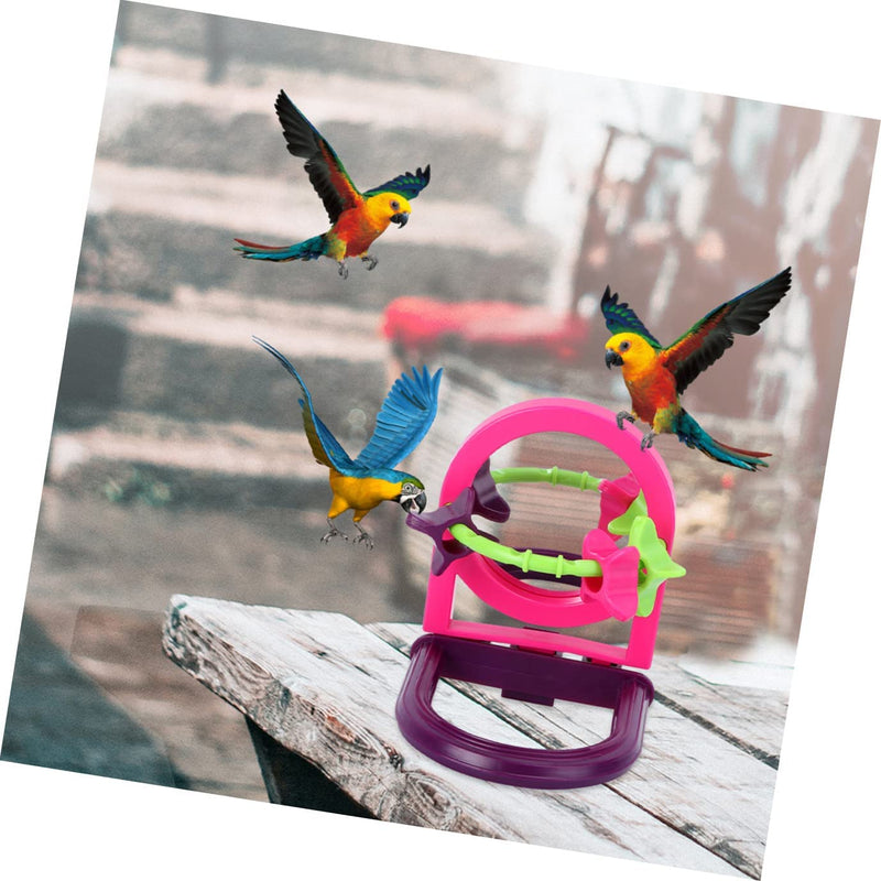 Balacoo 2Pcs Training Stand Plastic Perch Cage Wear-Resistant Accessory Standing Rack Delicate with Mirror Interesting Parrot Bird