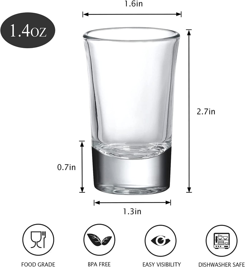 Crazystorey 40 Pack Heavy Base Shot Glasses, 1.4Oz Whiskey Shot Glass Set Small Glass Cups for Liqueur Spirits Bar Party Favor Housewarming Gift
