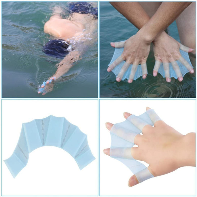 Aquatic Gloves,Swimming Gloves Hand Paddles,Silicone Swimming Hand Fins Flippers Palm Finger Swimming Training Webbed Swim Gloves Paddle,M
