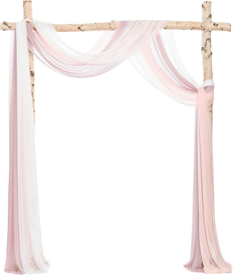 Ling'S Moment 2 Panels 30" Wide 6 Yards Chiffon Fabric Drapery Wedding Arch Draping Fabric Ceremony Reception Swag (White & Dusty Blue)