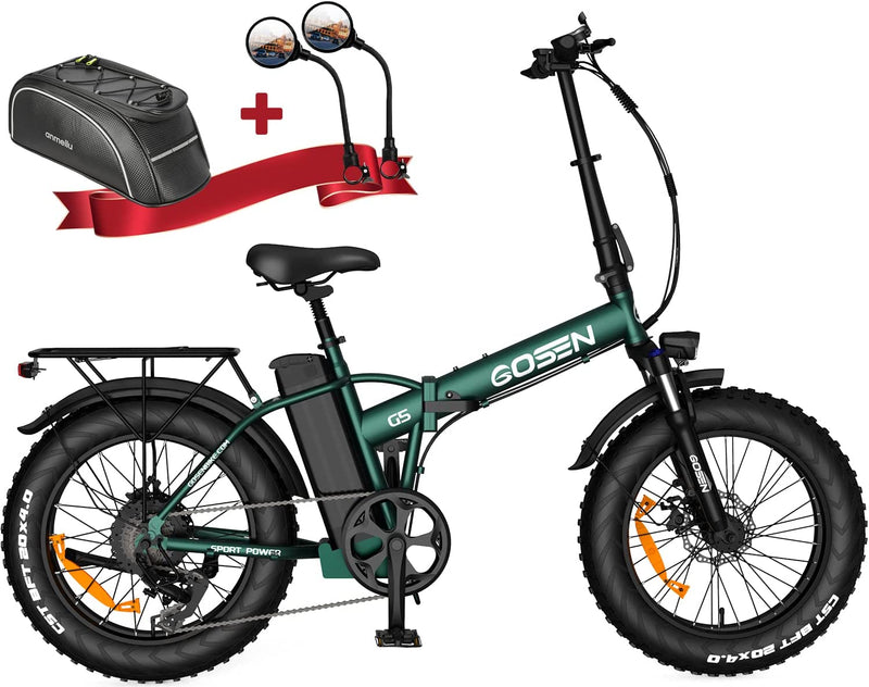 GESHENG S5/G5 750W Electric Bike, 31MPH【LG Battery】 48V 15AH Foldable Ebike, 20" X4.0" Step-Thru/Over Fat Tire Electric Bicycle for Adults Commute