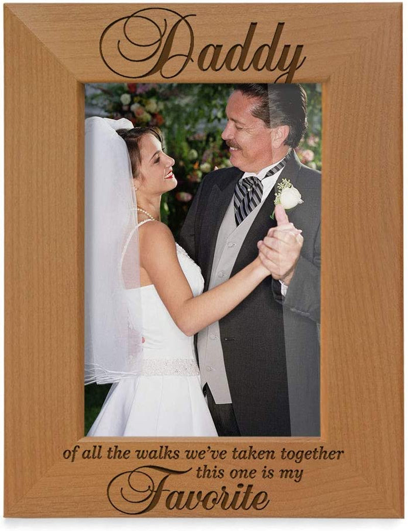 KATE POSH Dad of All the Walks We'Ve Taken Together This One Is My Favorite. Engraved Natural Wood Picture Frame, Father of the Bride Wedding Gifts, Thank You Dad, Best Dad Ever (4X6-Vertical)