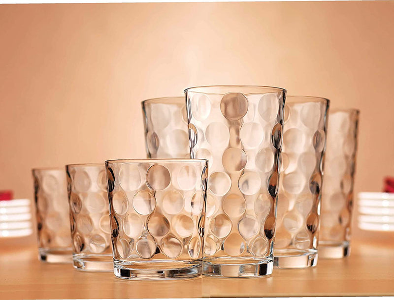 Glassware Drinking Glasses Set of 8 by Home Essentials & beyond 4 Highball (17 Oz.) Kitchen Glasses | 4 (13 Oz.) Rocks Glass Cups for Water, Juice and Cocktails.