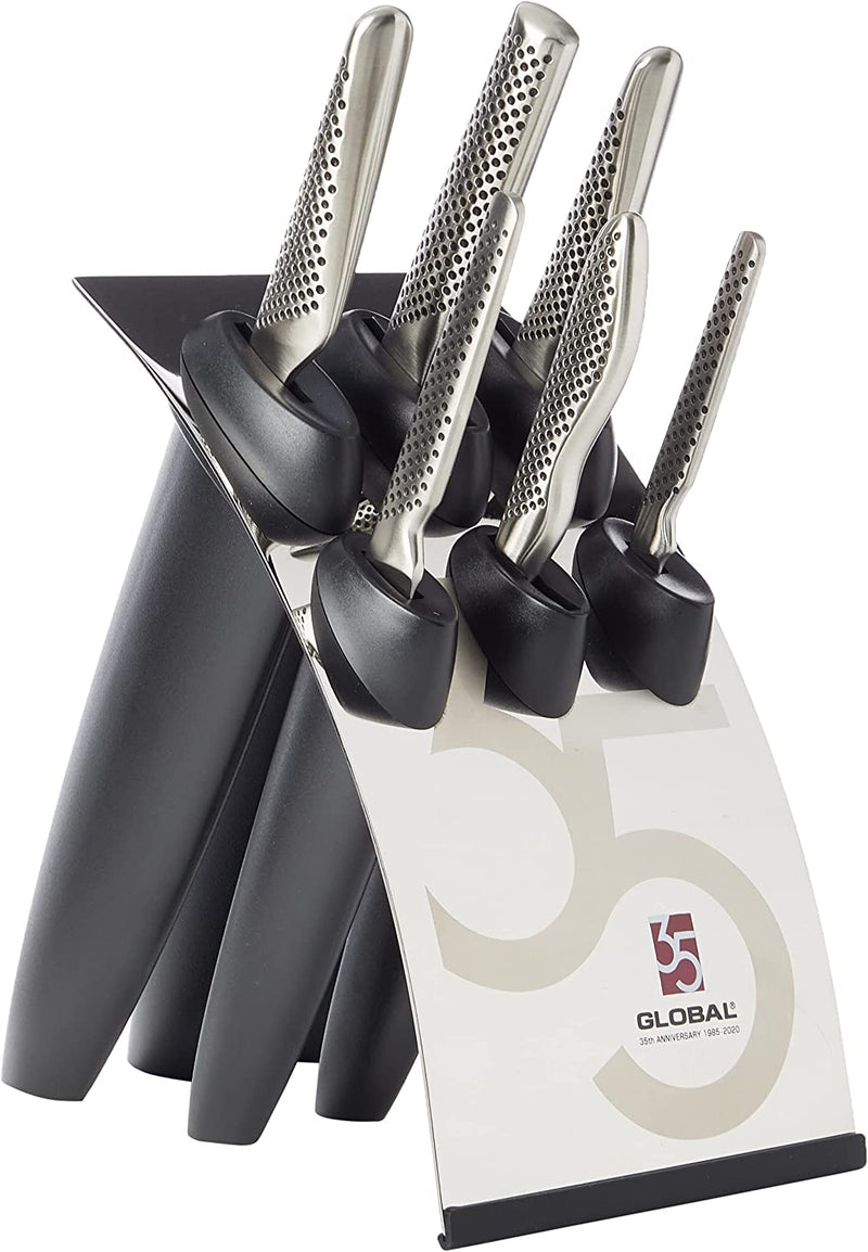 Global 35Th Anniversary Special Edition 7-Piece Knife Set Containing 6 Knives & 1 Knife Block – Cromova 18 High Carbon Stainless Steel