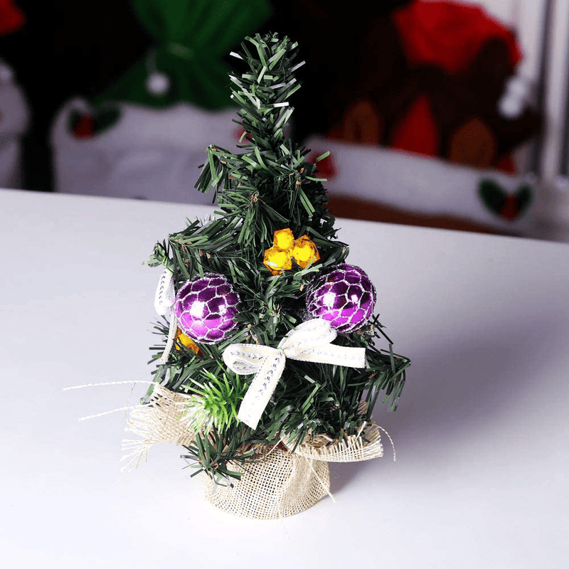 8" Artifical Mini Christmas Tree,Small Xmas Tree for Home Office Bedroom Livingroom Desk Top Stand (2 Pack with Two