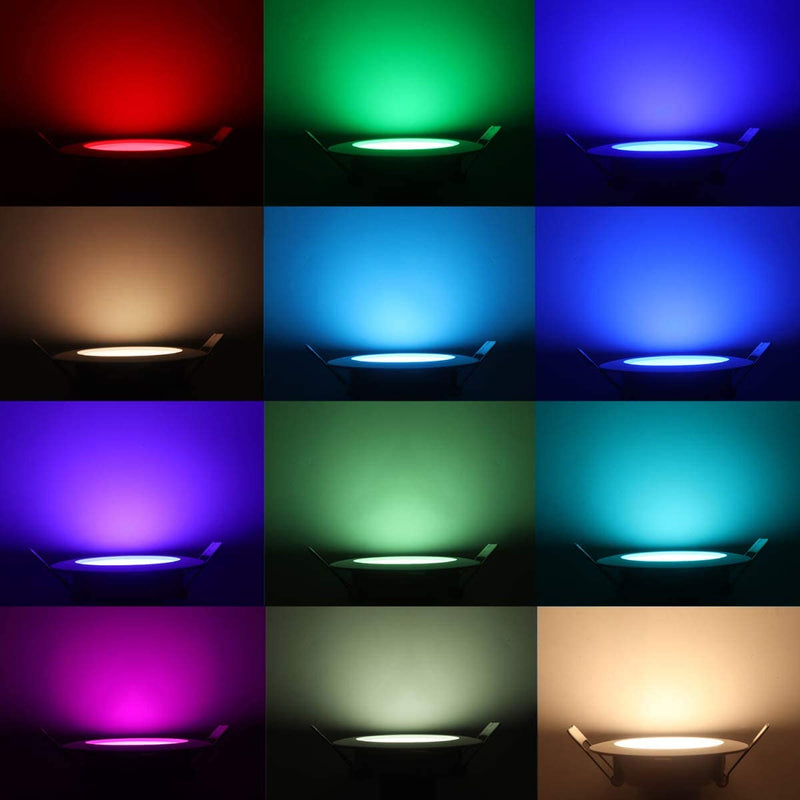 Recessed Lighting 4 Inch LED Downlight Recessed Ceiling Light 10W 900 Lumens RGB & Warm White 2700K Dimmable by IR Remote Control, Dual Memory - Timer - 12 Color Choices - 2 Modes, 6 Pack