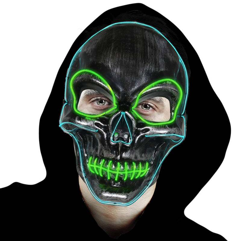 Skeleteen Light up Costume Mask - Scary Glowing Face Mask with Lights for Masquerade Party and Festival Costumes