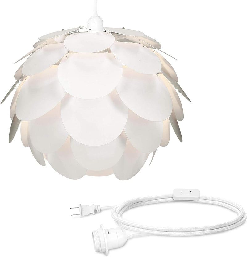 Kwmobile Hanging Puzzle Lamp Kit - Blossom 15.75" (40Cm) Modern Ceiling Pendant Light with 62-Piece Shade to Assemble and 15Ft Plug-In Power Cord