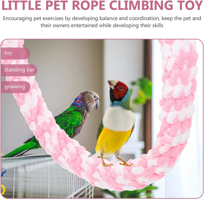 PATKAW Hamster Hanging Toy Rat Toys Bird Rope Perch Swing Toy for Cage Accessories Climbing Exercising Pink White