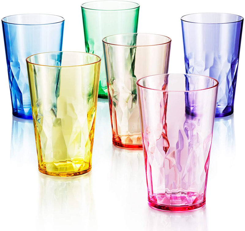 SCANDINOVIA - 19 Oz Unbreakable Premium Drinking Glasses - Set of 6 - Tritan Plastic Tumbler Cups - Perfect for Gifts - BPA Free - Dishwasher Safe - Stackable