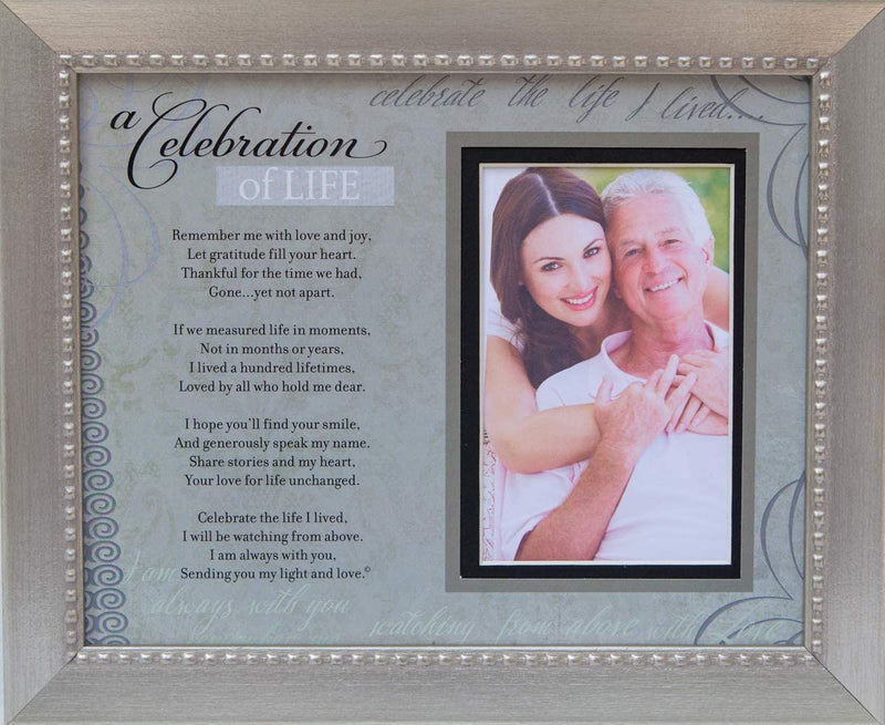 Memorial/Remembrance Photo Frame with Inspirational a Celebration of Life Poem - Sympathy Gift for Loss of Loved One (Silver)