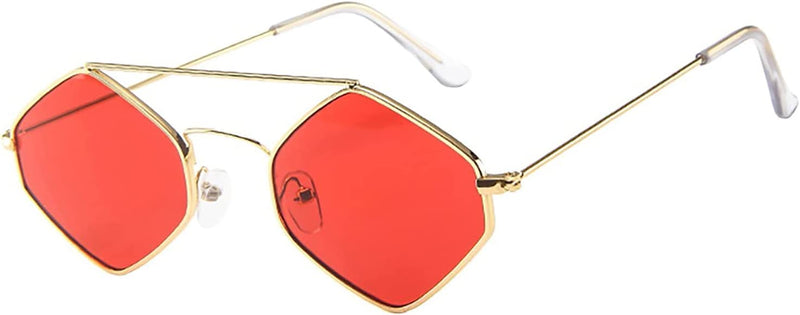 Thsue Retro Rhombus Polarized Sunglasses for Women Men Vintage Shades UV400 Classic Small Metal Sun Glasses Eyewear (C, One Size)