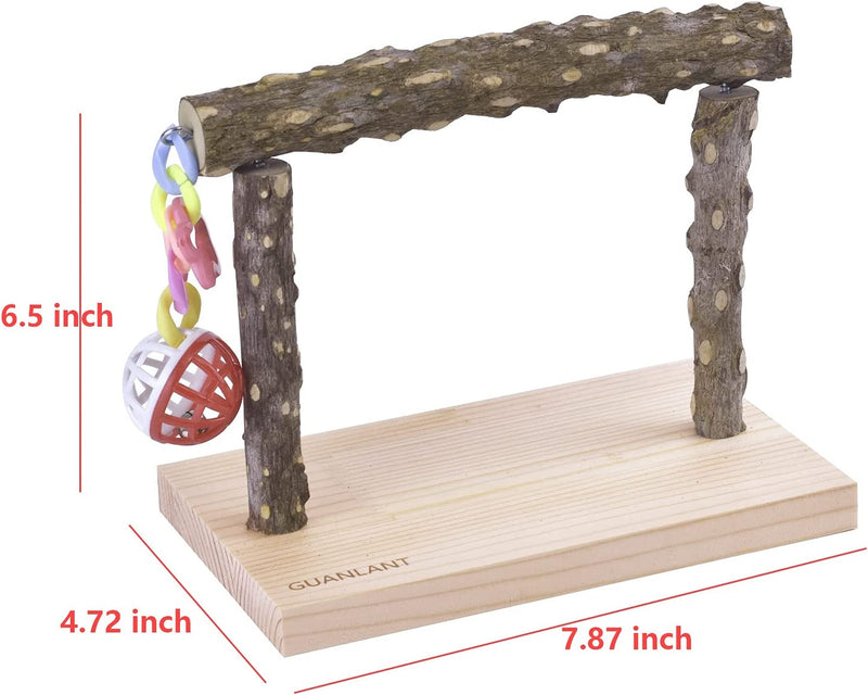 Nature Wood Parrot Table Training Perches Stands, Birdcage Stands with Foraging Bell Toys, Birds Foot Toy Stands, Parakeet Playground Conure Table Scale Perches for Budgies Cockatiel Lovebirds Finch