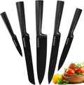 Kitchen Knife 5-Piece Set, Star Titanium Kitchen Knife High Carbon Stainless Steel Kitchen Knife Set, Ergonomic Handle Non-Stick Coating Knife for Christmas Gifts