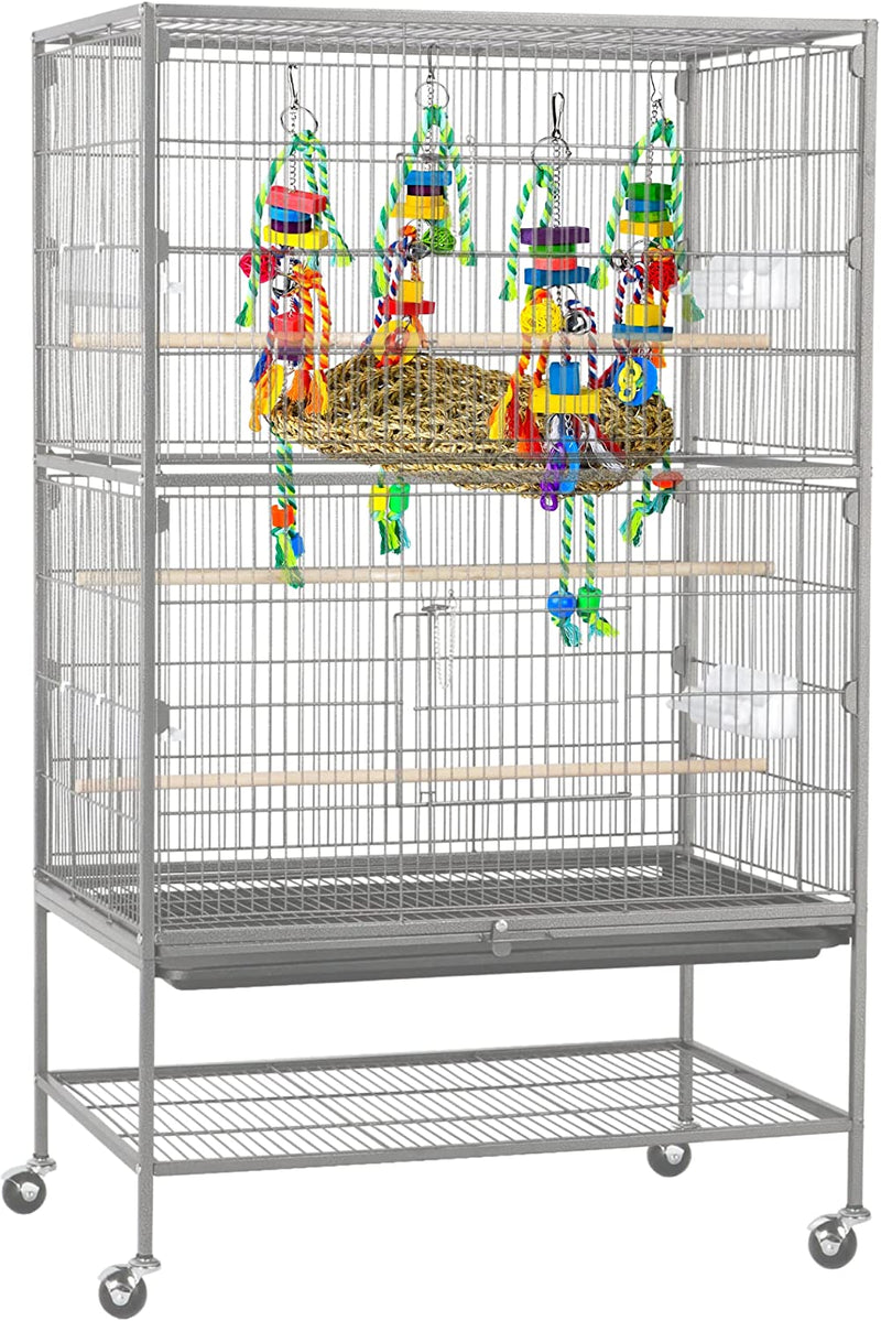 Pomeyard Bird Toys for Parakeets Toys Bird Foraging Wall Toy Conures Cockatiel Bird Cage Accessories Parrotlet Toys Small Bird Toys for Lovebirds Seagrass Swing Hammock for Parrot Budgie with Bells