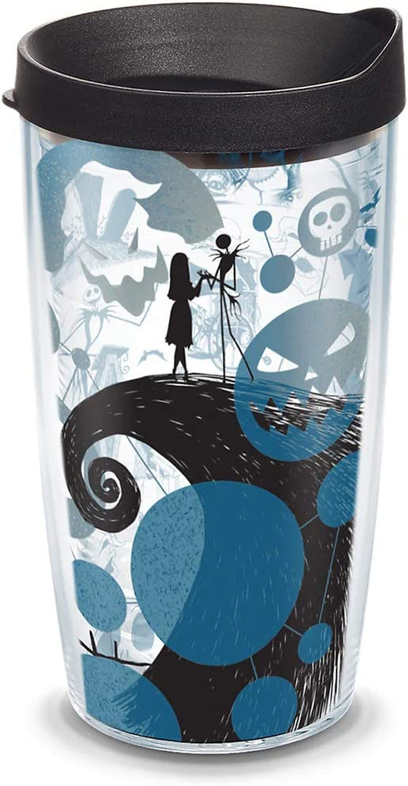 Tervis Disney-Nightmare before Christmas 25Th Anniversary Stainless Steel Insulated Tumbler with Clear and Black Hammer Lid, 20Oz, Silver