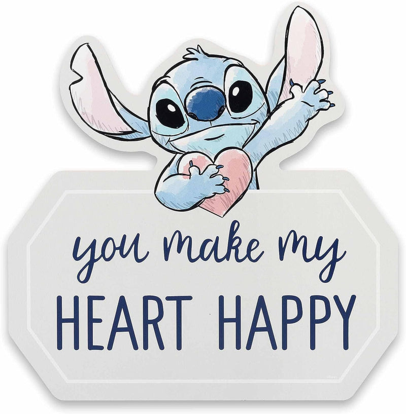 Disney Lilo and Stitch Bring a Smile Stay a While Wood Wall Decor - Fun Stitch Sign for Home Decorating