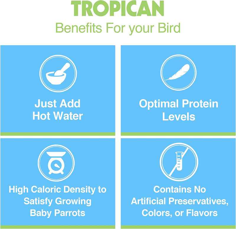 Hari Tropican Bird Food, Hagen Parrot Food Hand Feeding Formula, Easy to Mix, 14 Oz Bag