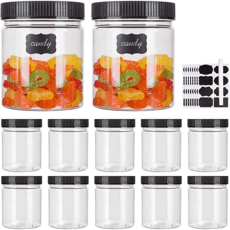 8Oz Plastic Jars with Lids, Accguan Airtight Container for Food Storage, Clear Plastic Jars Ideal for Dry Food, Peanut Butter, Honey and Jam Storage, Set of 20