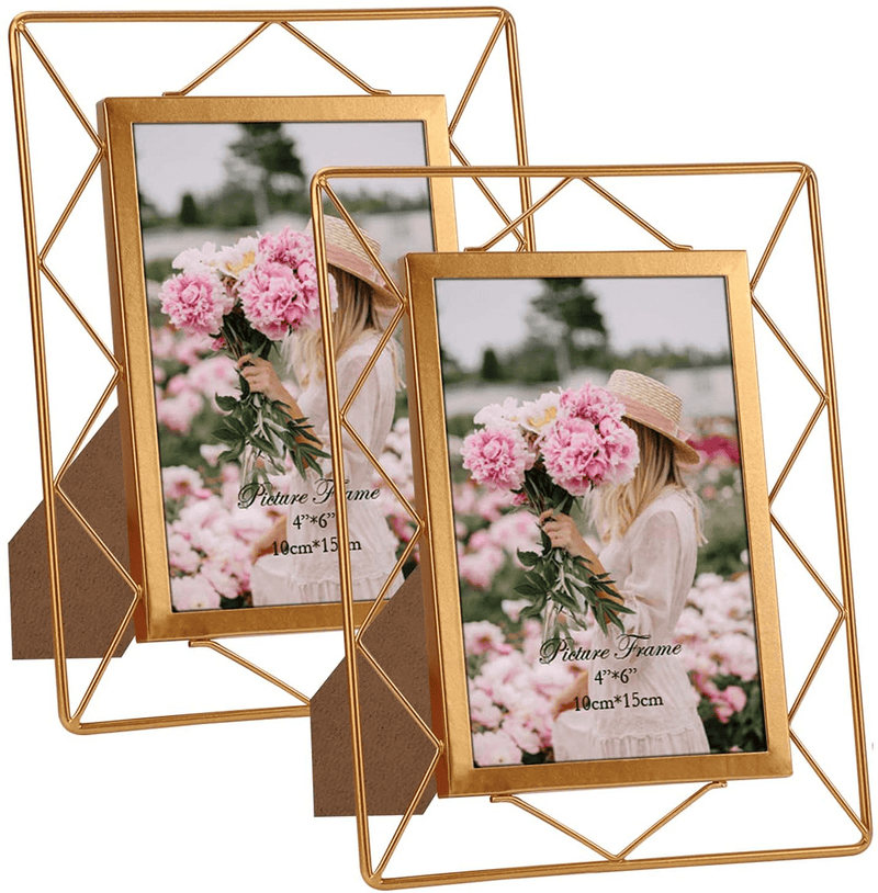 8x10 Picture Frame Set of 2, Metal Frames Fits 8 by 10 Inch Photo Tabletop or Wall Mounting Display