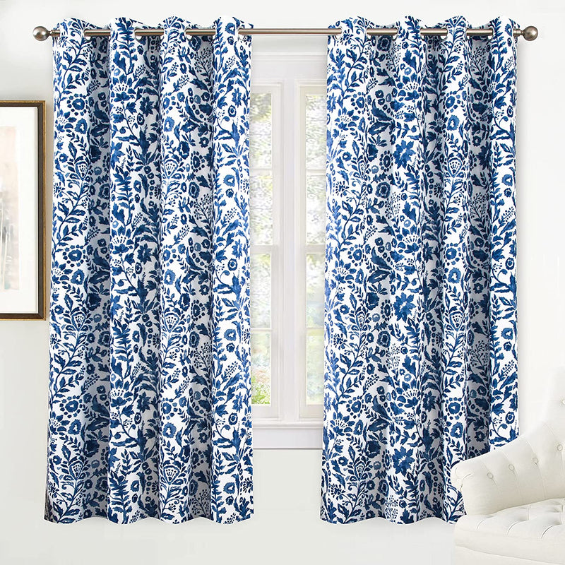 Driftaway Julia Watercolor Blackout Room Darkening Grommet Lined Thermal Insulated Energy Saving Window Curtains 2 Layers 2 Panels Each Size 52 Inch by 84 Inch Blush