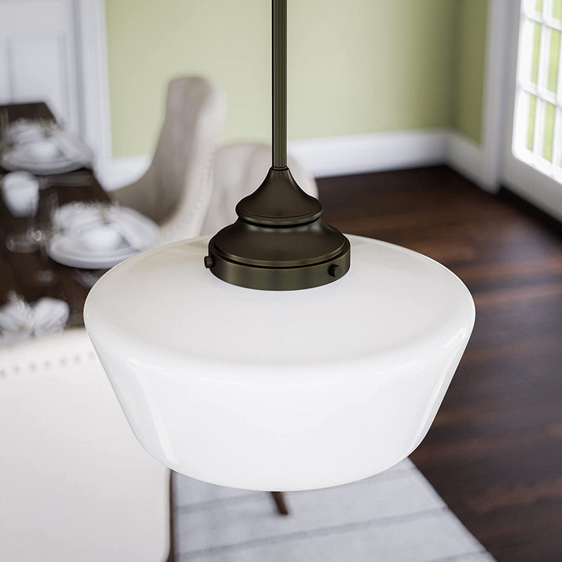 Kenroy Home 93661ORB Cambridge 1 Light Pendant with Blackened Oil Rubbed Bronze Finish, Rustic Style, 9.5" Height, 12" Width, 12" Depth