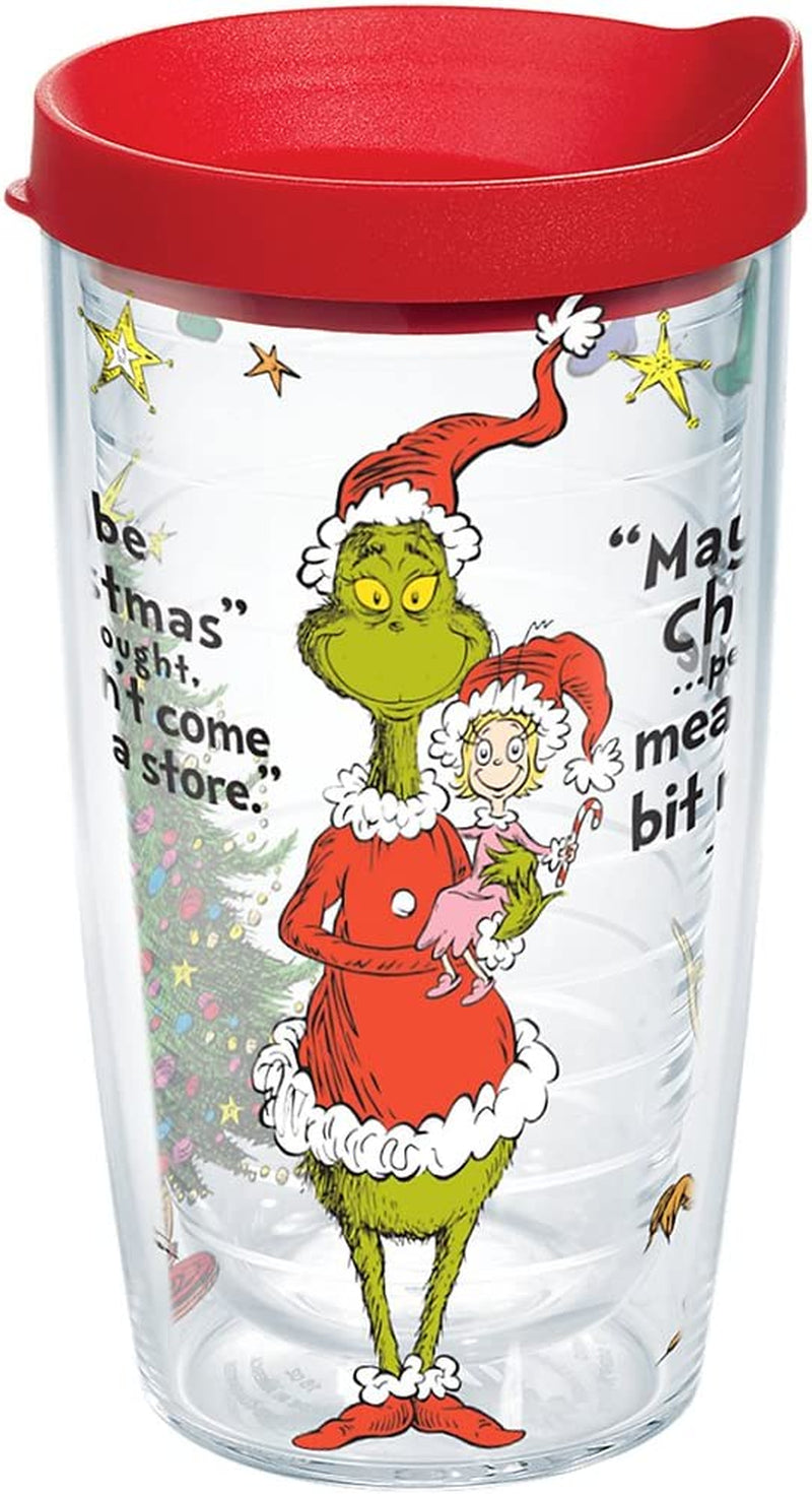 Tervis Dr. Seuss Grinch Christmas Quote Made in USA Double Walled Insulated Tumbler Cup Keeps Drinks Cold & Hot, 16Oz, Classic