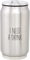 SB Design Studio SIPS Stainless-Steel Insulated Can (Tumbler) with Lid and Collapsible Straw, 10-Ounces, Running Late