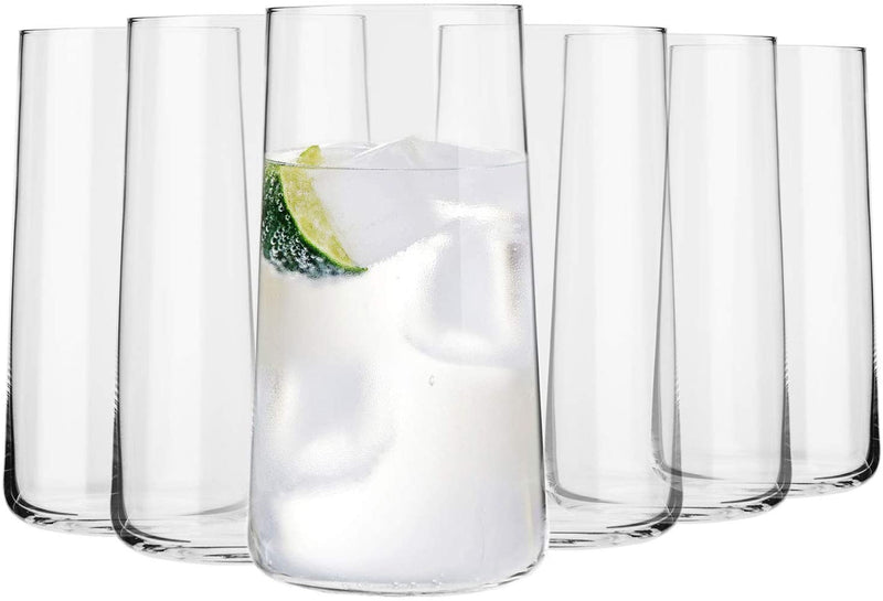 KROSNO Tall Water Juice Drinking Glasses | Set of 6 | 18.3 Oz | Avant-Garde Collection | Highball & Tumbler Crystal Glass | Perfect for Home, Restaurants and Parties | Dishwasher Safe