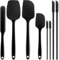 Silicone Spatula, Forc 8 Packs 600°F Heat Resistant BPA Free Nonstick Cookware Dishwasher Safe Flexible Lightweight, Food Grade Silicone Cooking Utensils Set for Baking, Cooking, and Mixing Black