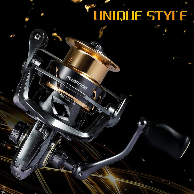 PLUSINNO GG Spinning Reel, High Speed Fishing Reels with 5.1:1 - 5.7:1 Gear Ratio, 22-30 LB Powerful Drag System, 9+1BB Ultra Smooth Powerful, Ultralight Spinning Reels for Freshwater and Saltwater