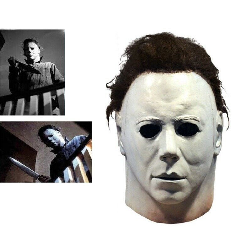 Oak Leaf Halloween Horror Movie White Latex Michael Myers Full Face Helmet Scary Costume Mask