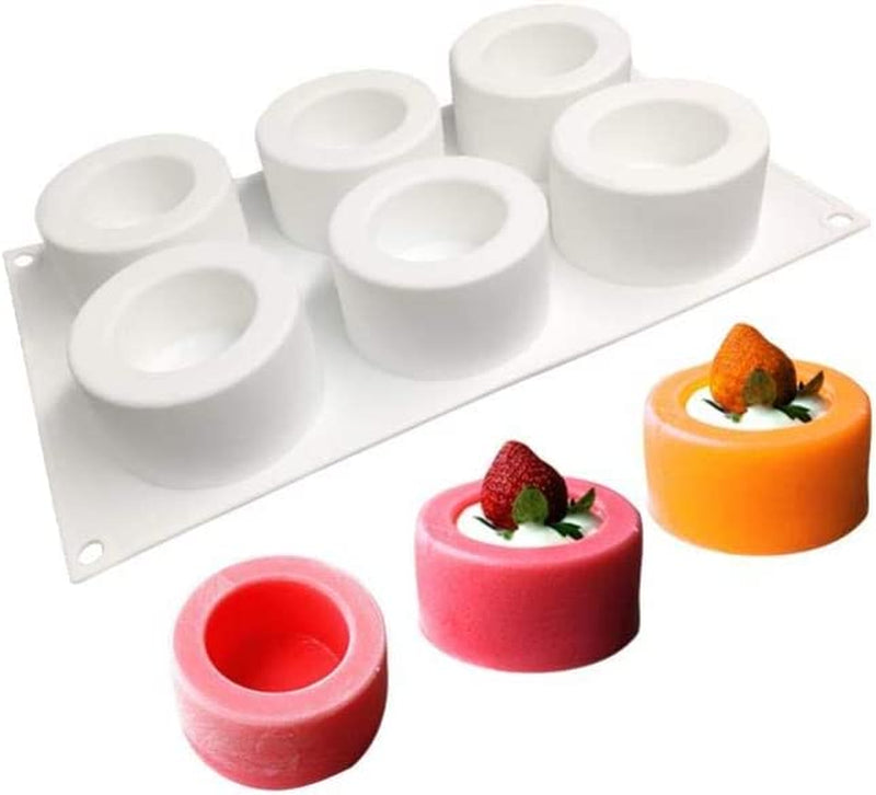LAMXTX 6 Holes Pudding Cup Art Cake Mould Pan 3D Silicone Mold Mousse Chocolate Mould