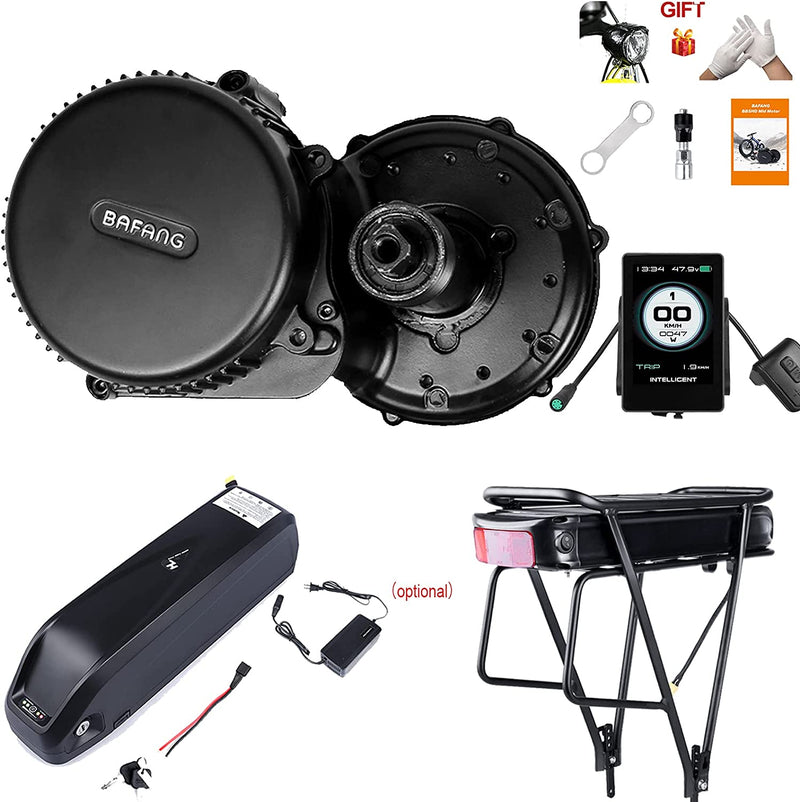 BAFANG BBS02 48V 750W Mid Drive Kit with Battery (Optional), 8Fun Bicycle Motor Kit with LCD Display & Chainring, Electric Brushless Bike Motor Motor Para Bicicleta for 68-73Mm BB