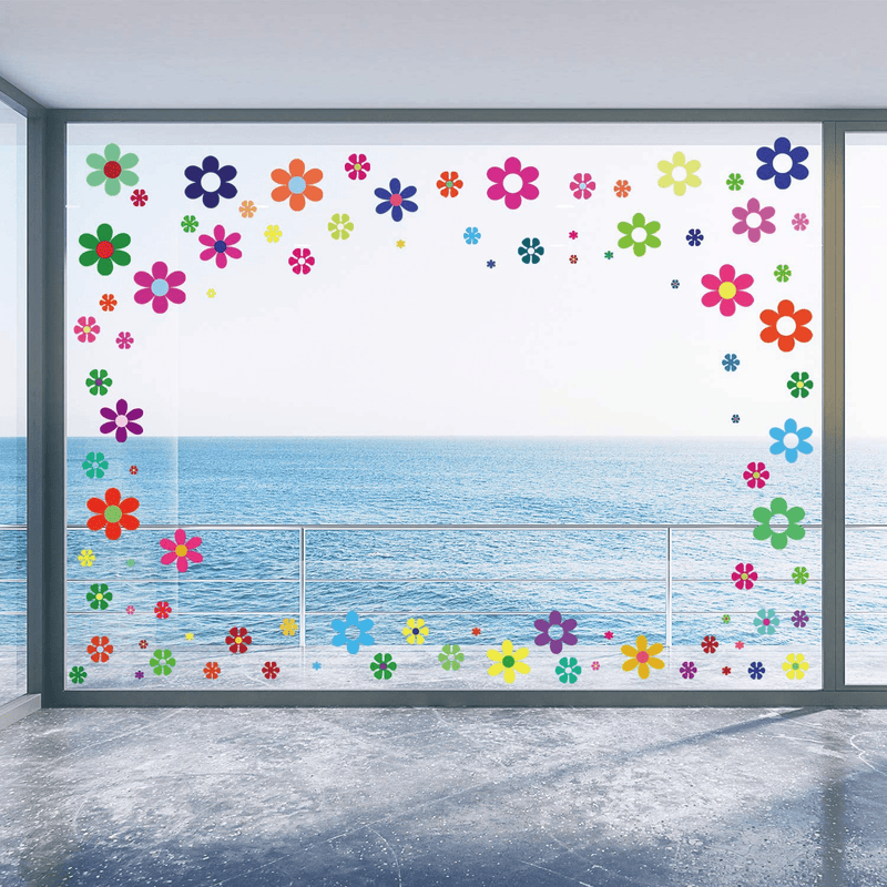 96 Pieces Car Flowers Stickers Multicolored Daisy Stickers Decals Retro Flowers Vinyl Stickers Colorful Hippie Decals Flower Window Clings for Window Laptop Car Decoration