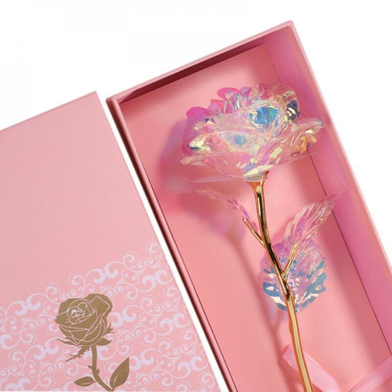 Clearance! Creative Gift 24K Foil Gold Rose Lasts Forever Love Wedding Decor Rose with Pink Packaging Valentine'S Day A