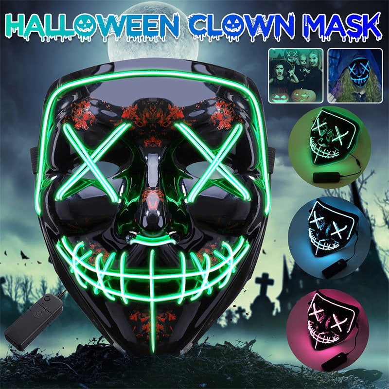 Halloween Led Light up Masks Scary Masks, Trick or Treat Festival Role Cosplay for Parties Masquerades, Red Blue and Green