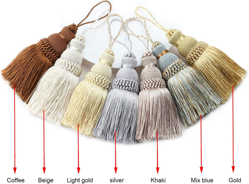 Fenghuangwu Colorful Tassel Key Tassel DIY Accessories for Curtain and Home Decoration-Mix Blue-2Pcs