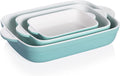 Sweejar Ceramic Baking Dish, Non-Stick Roasting Pan with Handles, Rectangular Lasagna Pan for Cooking, Kitchen, Cake Dinner, Banquet and Daily Use, 13*9 Inches, Set of 3 (Navy)