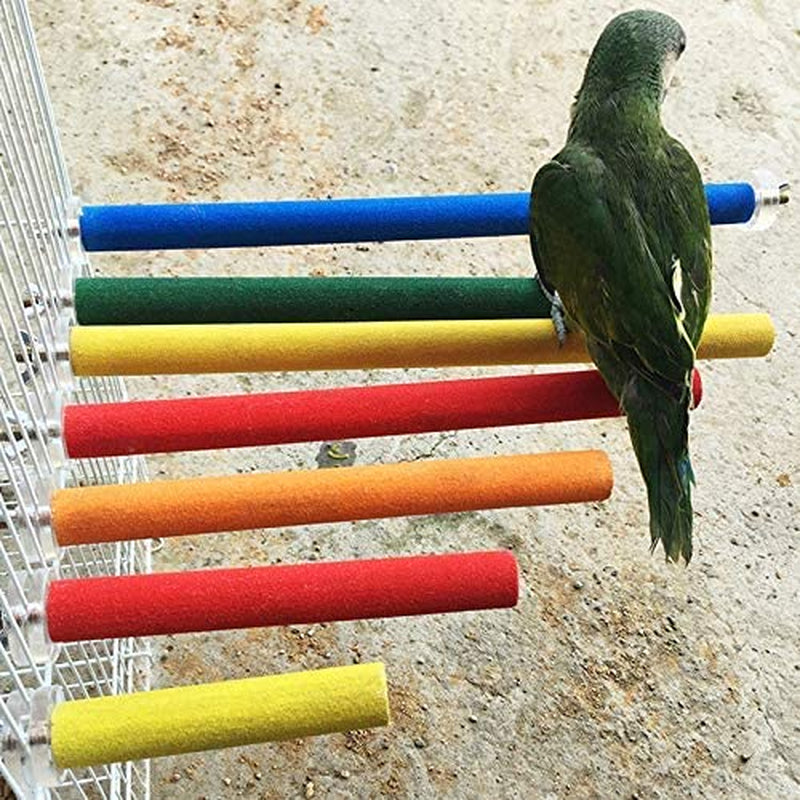 PIVBY Wood Bird Cage Perch Colorful Parrot Stand Toy Platform Paw Grinding Stick for Parrot Bird Colors Vary Pack of 3