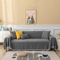 HANDONTIME Couch Cover for Dogs Grey Sectional Couch Covers for 3 Cushion Couch Sofa Flower Lace Sofa Covers Machine Washable Easy Install Futon L Shaped Couch Cushion Covers for Cat Kids, 71" X134"