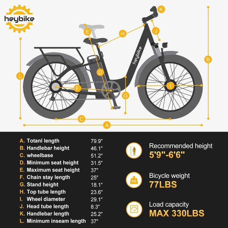 Heybike Explore Electric Bike for Adults 48V 20AH Removable Massive Battery, 750W Brushless Motor, 26" X 4.0 Fat Tire Step-Thru Ebike up to 28MPH, Shimano 7-Speed, UL Certified