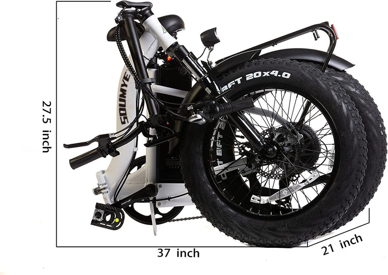 Soumye 48V500W13AH 20" X4.0 Adult Step-Over & Step-Thru Folding Fat Tire E-Bike Mountain Electric Bicycle Beach Cruiser Snow Bike
